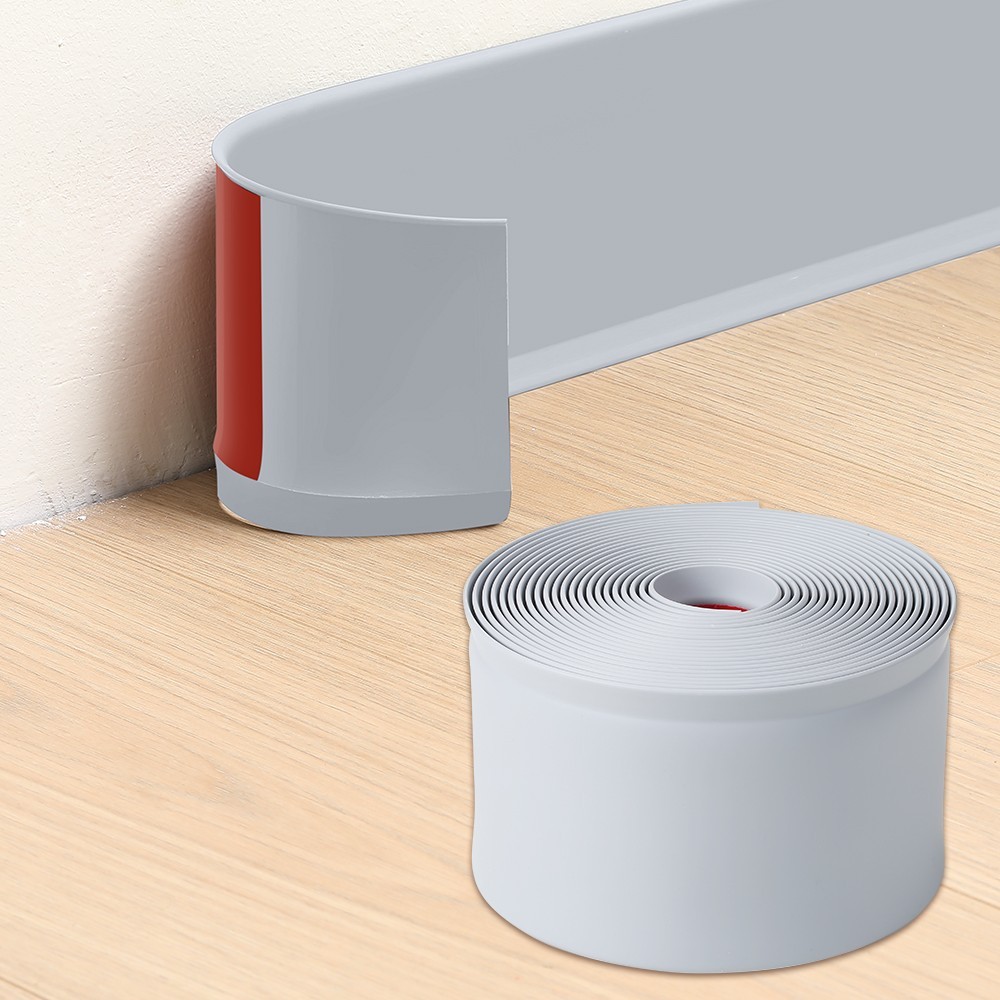 Vinyl Wall Base Baseboard Molding Trim 4″x 20FT Flexible Self Adhesive Gray