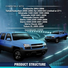 Dash Bezel Cover Silverado Sierra 1500-3500 Avalanche Tahoe Yukon 1999-2006 TPE