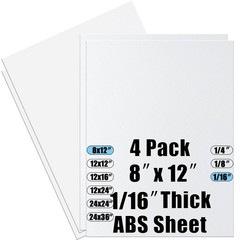ABS Plastic Sheet 1/16 Inch Thick 8″ x 12″ (4-Pack),Two-Sided Heat Moldable P…