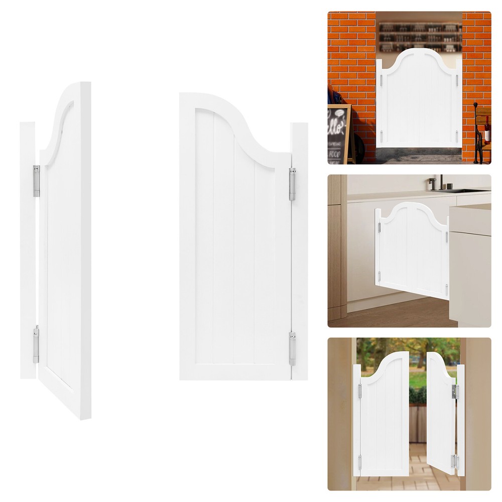 Pine Wood 2-Panel Partition Door White 80 × 90 cm 180° Hinges