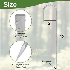 12 Inch J Hook Rebar Stakes 55 Pack, Heavy Duty Galvanized Steel Ground Stake…