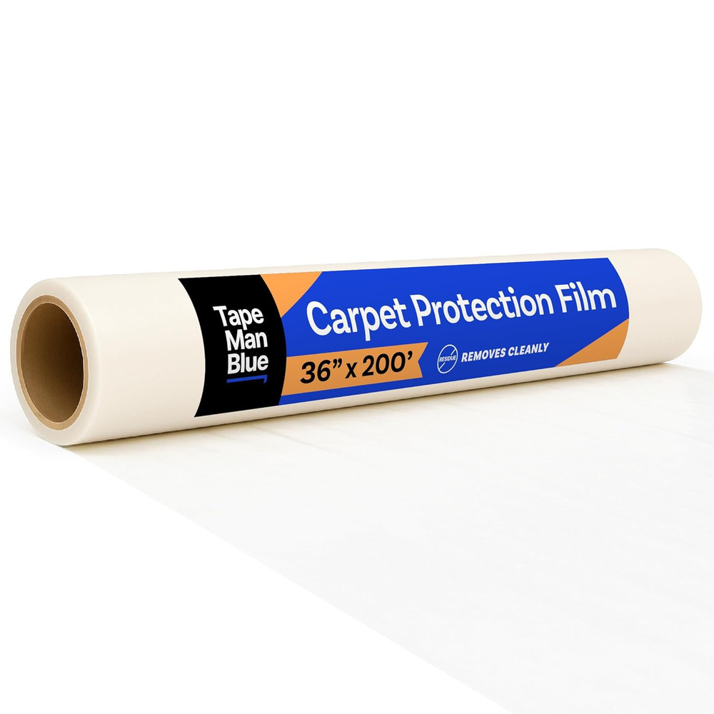 Carpet Protection Film 36″ X 200′ Roll, Self Adhesive Plastic Carpet Protector F