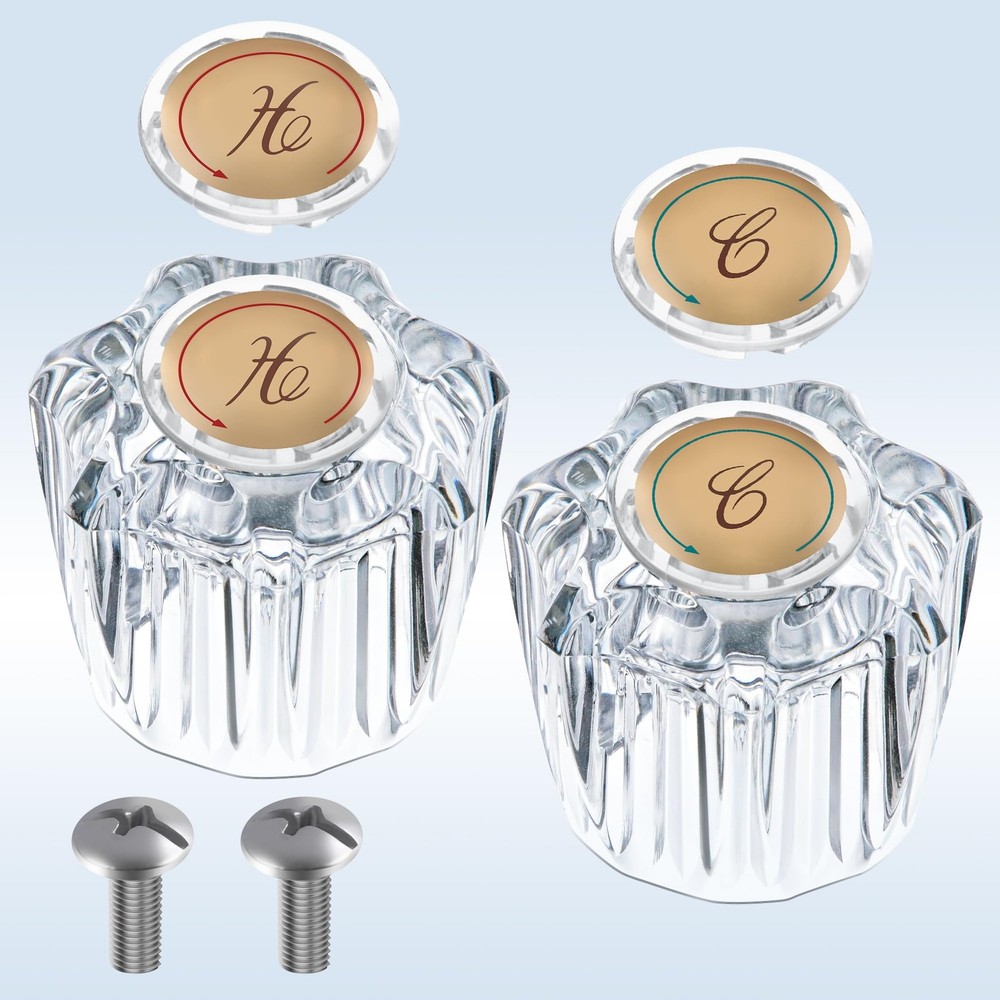 Dreyoo Bathroom Sink Knobs Replacement, Bathtub Faucet Handles with 4 Clear