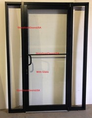 Storefront Door LH-offset pivot Bronze Anodize 3X7 w-GLASS,Closer, 12″ sidelites