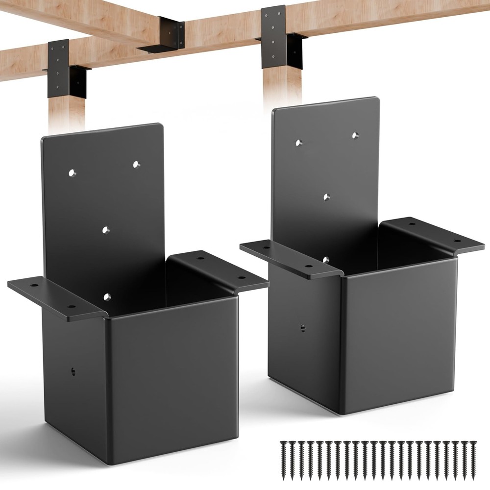 2Pcs 4×4 Pergola Brackets for Wood Post – 14 Gauge Steel Post Top Rafter Conn…