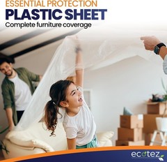 20 Pack 12 x 9 ft Extra Large Plastic Drop Cloth for Painting | Light & Durab…