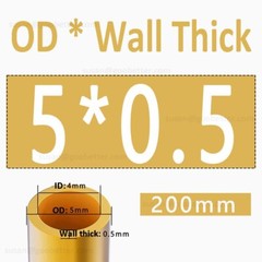 Brass Tube Round 2mm 3mm 4mm 5mm 6mm 7mm 8mm 10mm 12mm 14mm 15mm O.D. x 200mm