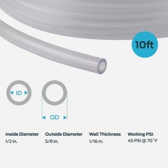 Eastman EZ-Flo 10 Ft. Clear Vinyl Tubing 1/2 In. ID x 5/8 In. OD 98568 Eastman