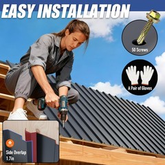 Heavy-Duty Galvanized Roofing Panels 10pcs – 42.52″L x 17.72″W Corrugated Design