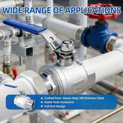 2 Pack 1/2″ Full Port Ball Valve NPT Male x Female 304 Stainless Steel Heavy Dut