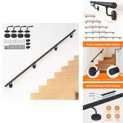 8FT Metal Stair Handrail Indoor Outdoor 440LBS Capacity Railing