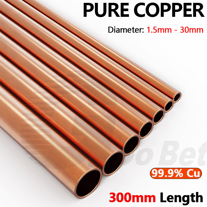Pure Copper Pipe Tube 300mm Length 99.9% T2 Cu Round OD 1.5mm – 30mm DIY Gas