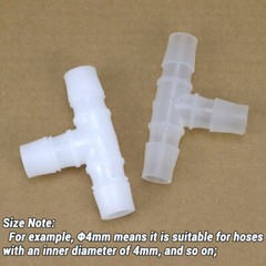 Tee Hose Joiner Plastic Barbed T Connector Pipe Fitting Air Fuel Water Gas WHITE