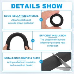 3Pcs 1-1/4″ (32mm) ID x 3Ft x 0.35″ Pipe Insulation Foam Tube Black