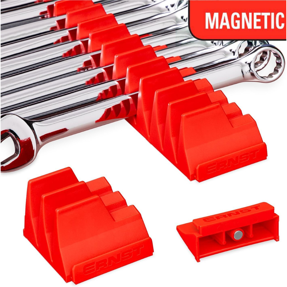 Ernst Mfg. 40 Tool Magnetic Modular Wrench Pro Organizer – Red 5413M