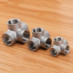 BSP 304 Stainless Steel Female 4-Way Elbow Connector Pipe Fittings 1/2″ 3/4″ 1″