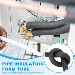 3Pcs 1-1/4″ (32mm) ID x 3Ft x 0.35″ Pipe Insulation Foam Tube Black
