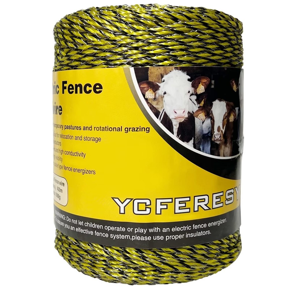 YCFERESY Electric Fence Polywire 1312 1312 Feet/400Meters, Black & Yellow