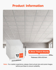 24×24″ PVC Ceiling Tiles 12 Pack White Marble Drop Ceiling Panels Waterproof