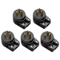 (5xPack) Right Angle Nema 5-15P Rewirable Plug, 15A 125V Household DIY AC Plu…