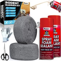 [Upgraded] Rodent Barrier Kit Steel Wool Included PU Spray Foam Hole Filler Mice
