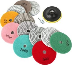 Diamond Polishing Pads 4 inch Wet/Dry 16 Piece Kit Granite Stone Concrete Marble