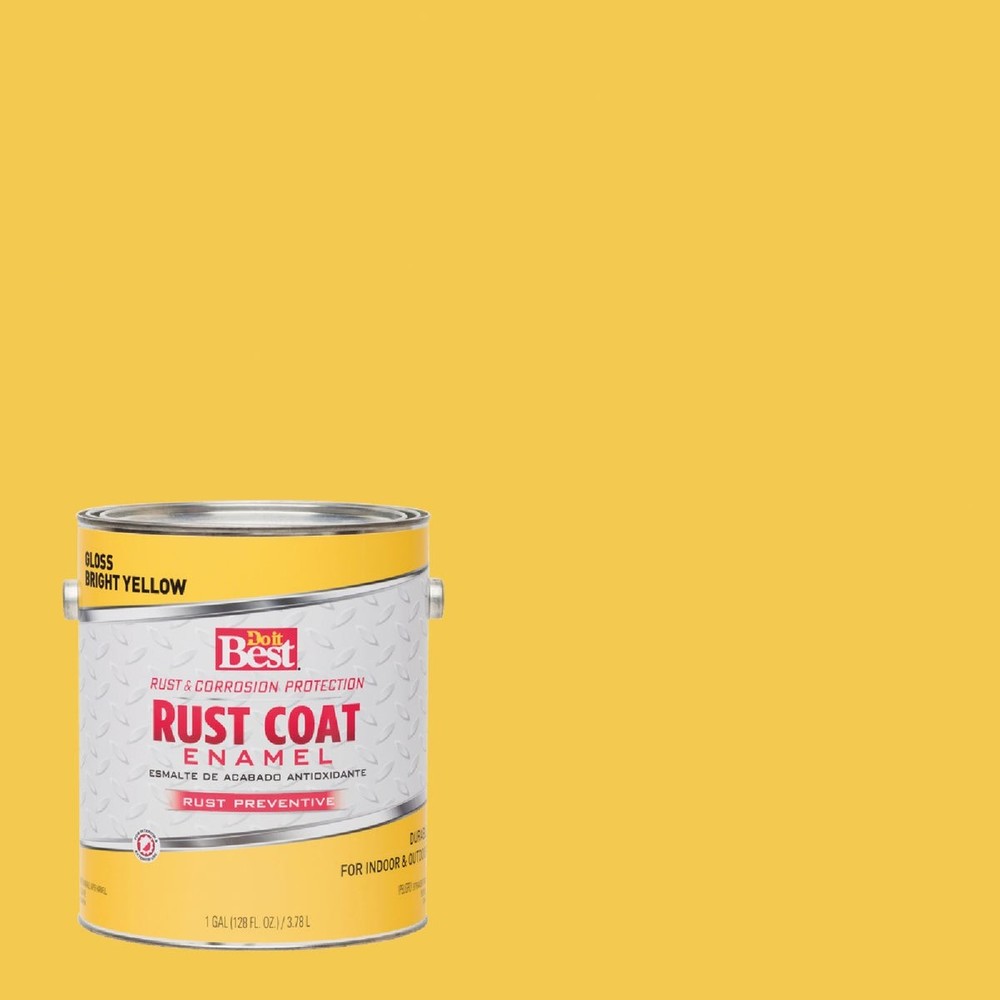 Do it Best Rust Coat Oil-Based Gloss Enamel, Bright Yellow, 1 Gal. 203701D SIM