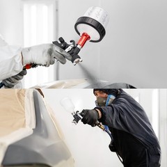 Mini HVLP Air Spray Gun with 0.8/1.0 mm Nozzles and 5pcs 200ML Black