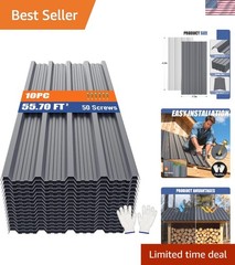Durable 10-Pack Grey Galvanized Steel Roof Panels – UV & Corrosion Resistant