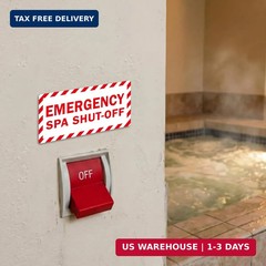 Tallew 10 Pack Emergency Spa Shut-Off Labels Bulk – 2.5″ x 5″ Red Safety Sign Ad