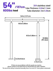 ZALNVEY 4 Step Handrail 304 Stainless Steel Silver for Steps 54×36