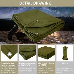 FoundGo Canvas Tarp 8’*10′ Heavy Duty Waterproof Tarps with Grommets, UV Resi…