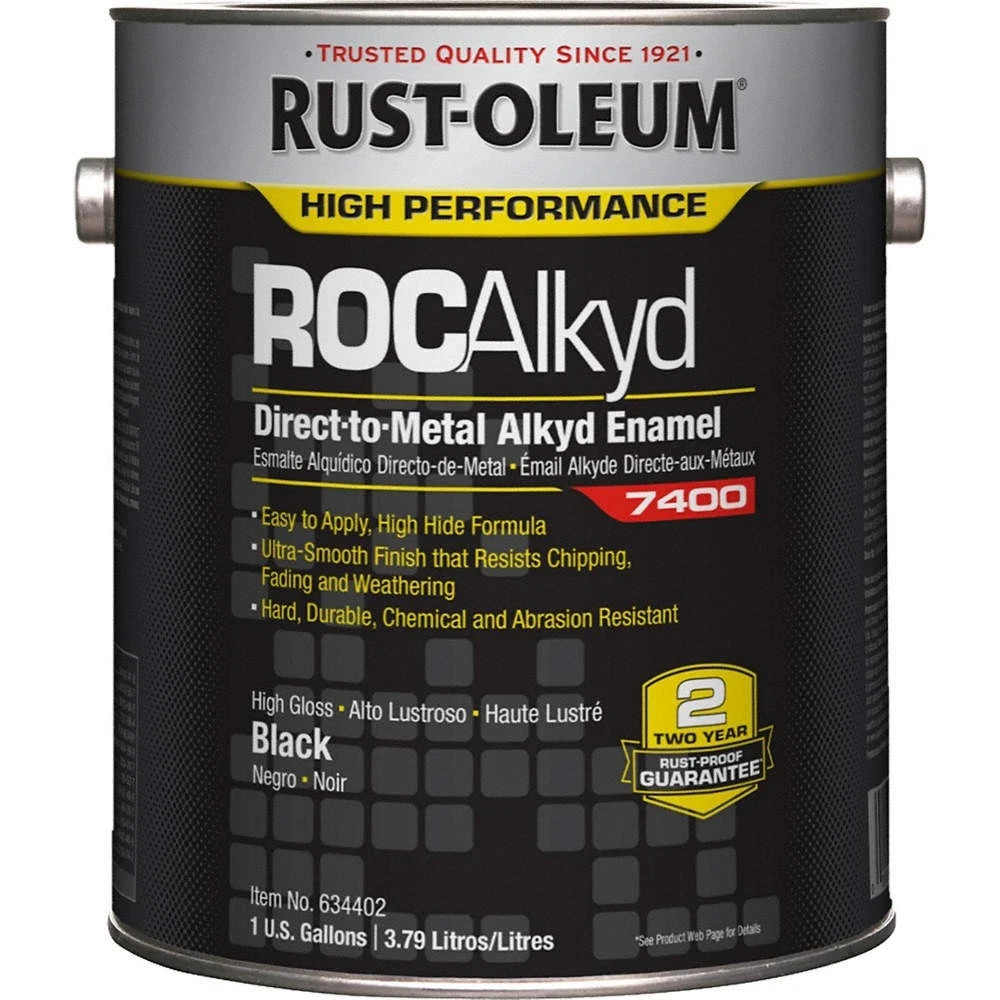 Rust-oleum 634402 7400 Alkyd Enamel, High Gloss Black, 1 gal 5A264