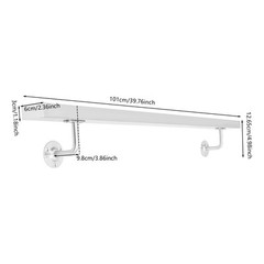 3.05M Stainless Stair Rail 101×9.8cm – Baking Paint Rectangle, Wall Mount