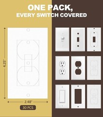 30pack Electrical Outlet Insulation Pads Draft Sealers, EVA Foam Gasket for Wall