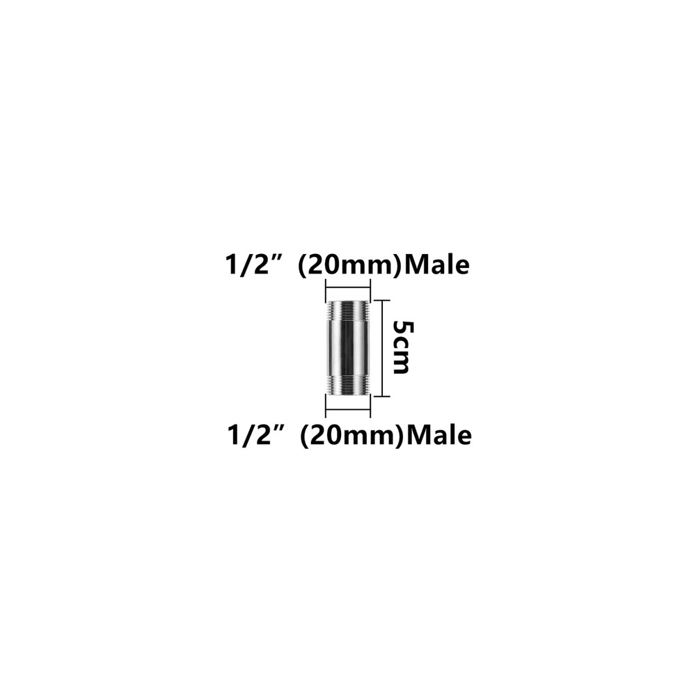 1Pc Stainless Steel Double Male Thread Extension Tube 1/2″3/4″1″ Garden Irrigati
