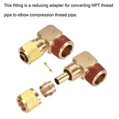 2 x Brass Elbow Compression Tube Fittings 3/8NPT x 3/8″ Tube OD 90 Degree