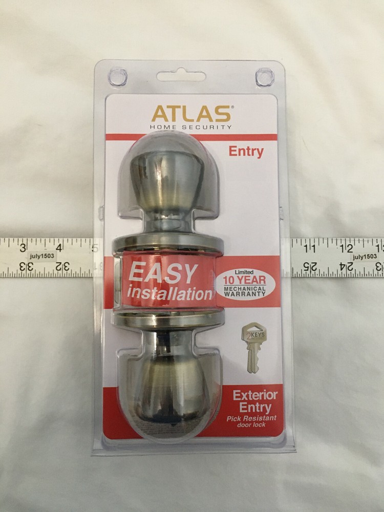 NEW Atlas Tulip Style Exterior Entry Door Knob – Antique Brass – Includes 2 Keys
