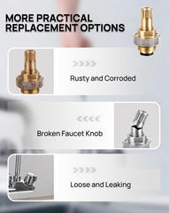 2-Pack Commercial Faucet Knob Handle & Valve Stem Replacement Kit – Brass Parts