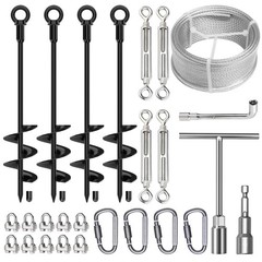 4 Pcs 18″ Fully Welded Ground Anchors Shed Anchors Kit with 1/8″ Galvanized C…
