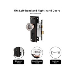 Upgraded Mortise Lock Set for Interior Door, Antique Vintage Style Crystal Gl…