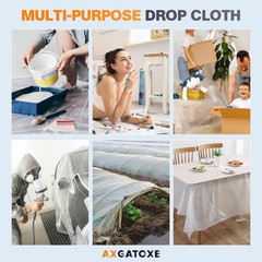12 x 9 Ft Plastic Drop Cloths for Painting (10-Pack) | Plastic Painter’s Shee…