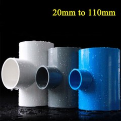 Reducing T Connector PVC Plastic Pipe Fittings 20mm~110mm Blue White Grey