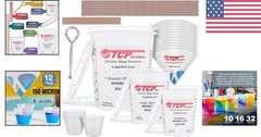 Complete Paint Mixing Kit – 12 Cups with Lids & Strainers for Precision Mixing