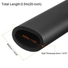 1Pcs 30mm ID 5mm Wall Thick 0.5m Foam Grip Tubing Black for DIY