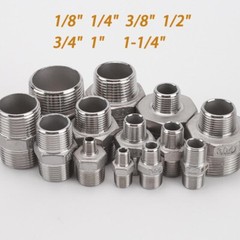 Male to Male NPT Hexagon Nipple Pipe Fitting Reducer Adapter 304 Stainless Steel