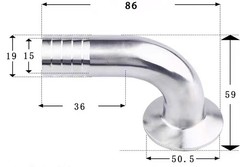 SS304 90° Tri Clamp Hose Barb Elbow 1/2″-4″ Sanitary 50.5/64mm Homebrew