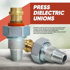 Highcraft Dielectric Union Pipe Fittings 1/2 in. FIP x Press 0.5 Inch, Copper