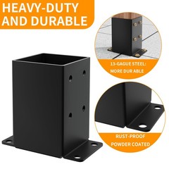 4×4 Post Base 4PCS, Inner Size 3.5×3.5 Inch Fence Post Anchor, Rust-Proof Heavy