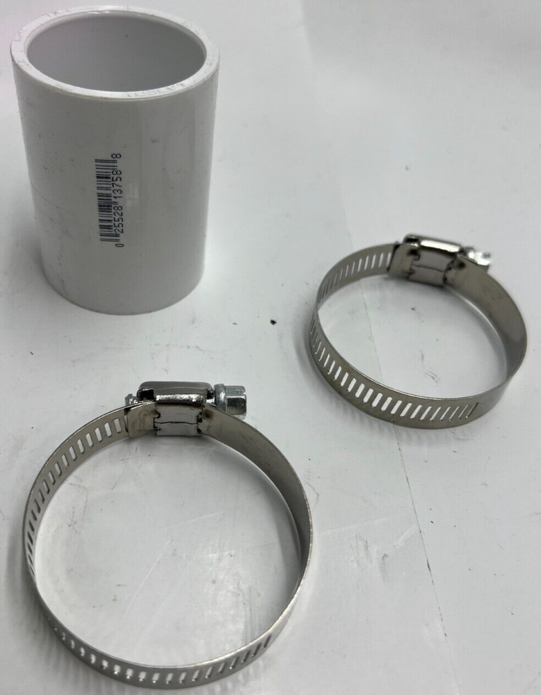 Lasco Coupling 429012 Schedule 40 1-1/4 x 1-1/4″ W/ 2 Hose Clamp